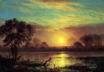  Bierstadt Oil Painting - Evening Owens Lake California Albert Bierstadt Landscape